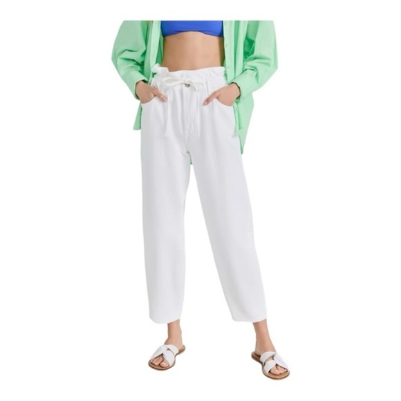 7 FOR ALL MANKIND PAPERBAG BALLOON WHITE JEANS NWOT - Picture 1 of 8
